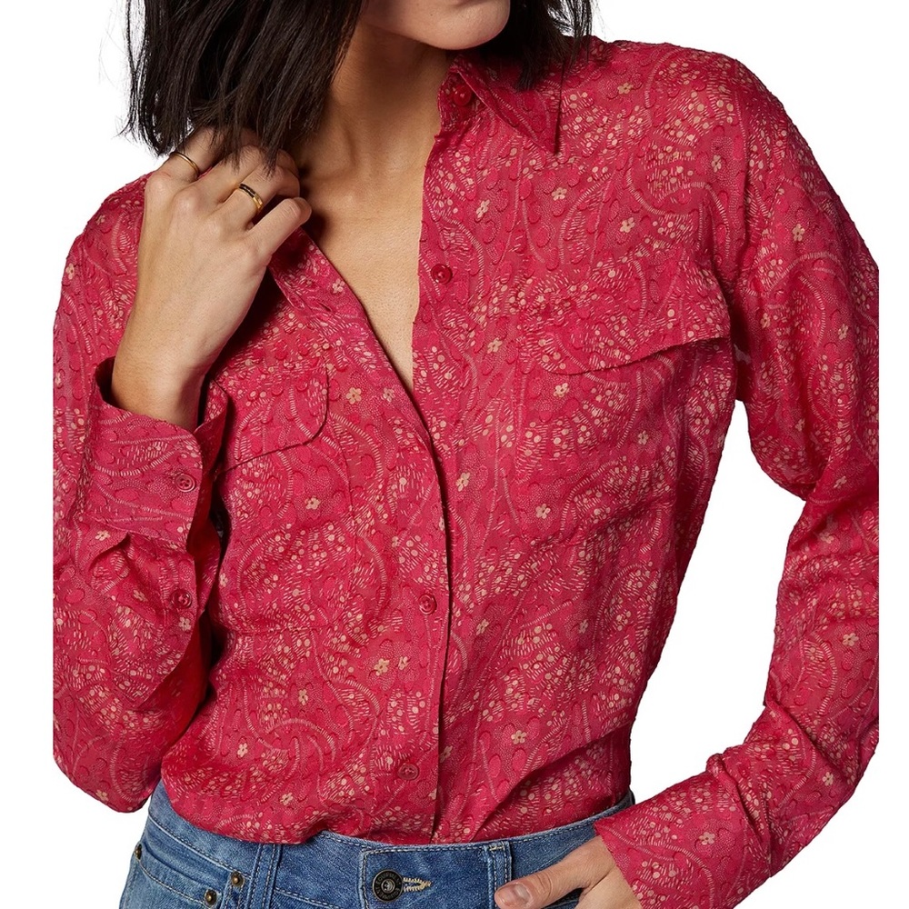 Equipment Pink Cream Buttoned Blouse